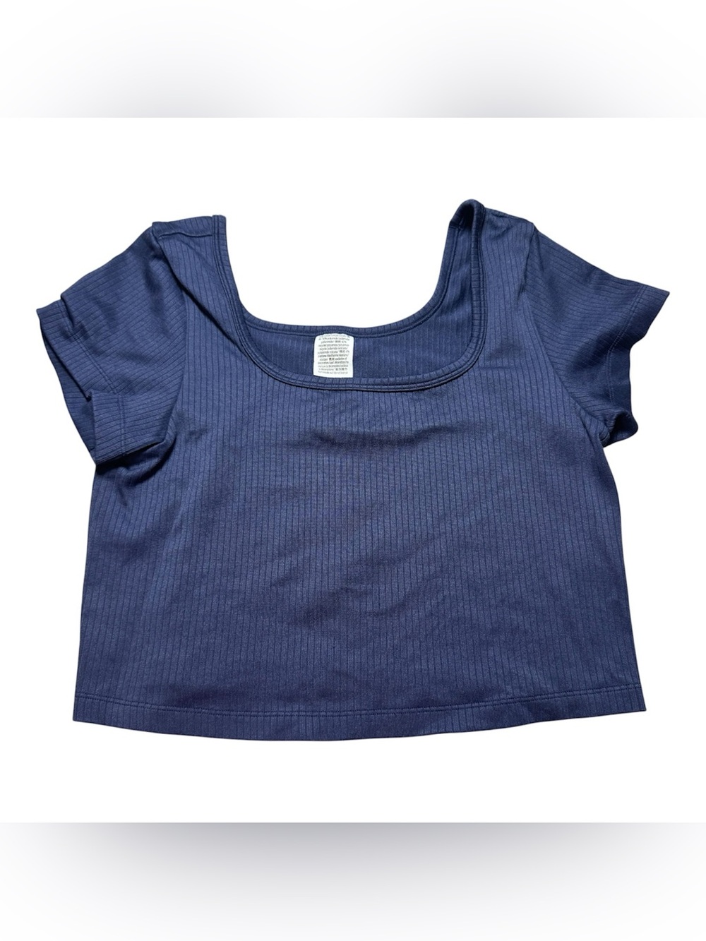 PINK Victoria’s Secret Large navy blue square neck ribbed cropped top